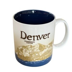 Starbucks Denver Collector Series Mug 2009 Global Blue Interior 16oz Coffee Cup